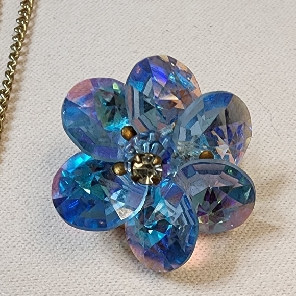 SKY BLUE RIVOLI EARRINGS and NECKLACE set - Picture 6 of 10